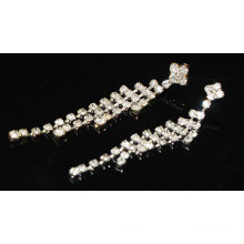 2015 Art- und Weisegroßverkauf-Braut-Silber-lange hängende Kristallbolzen-Ohrringe